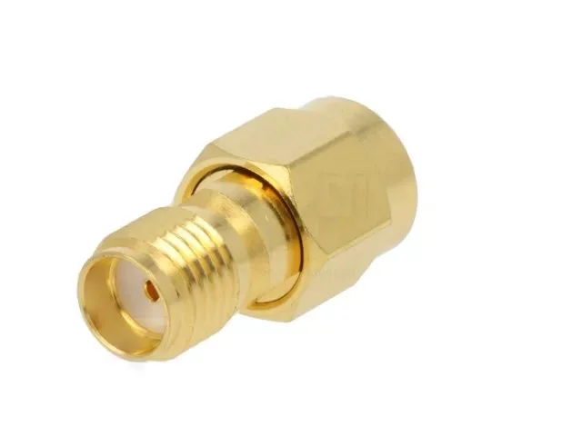 Adaptor SMA mama - RP-SMA mama reverse drept 50 Ohm teflon aurit AMPHENOL 132171RP-10 - imagine 2