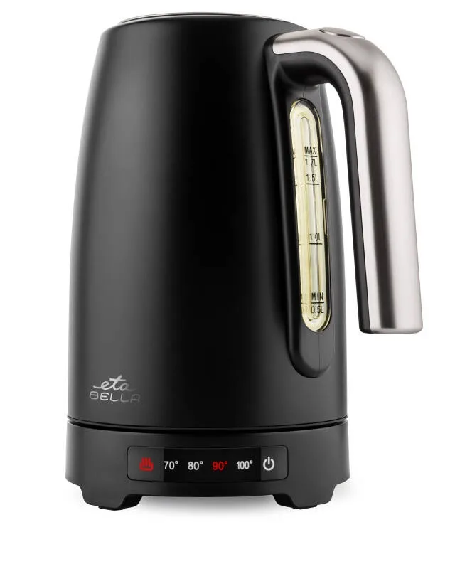 Fierbator electric ETA Bella ETA 2587 90000, 2200 W, capacitate 1.7 litri, temperatura reglabila 70-100°C, functie de mentinere la cald, inox, negru - imagine 2