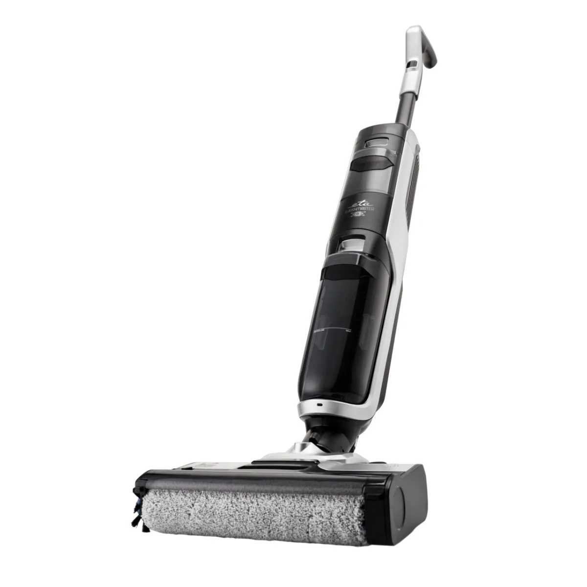 Aspirator vertical cu spalare ETA Wash Master AI 7257 90000, Li-Ion 18 V / 5200 mAh, senzor inteligent AI, autocuratare, negru cu argintiu