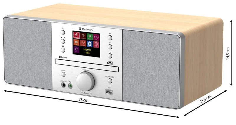Internet radio GoGEN IR 267 BTDAB, 2x10W, DAB+/FM, CD, LCD, Bluetooth, Spotify Connect, argintiu/maro - imagine 4
