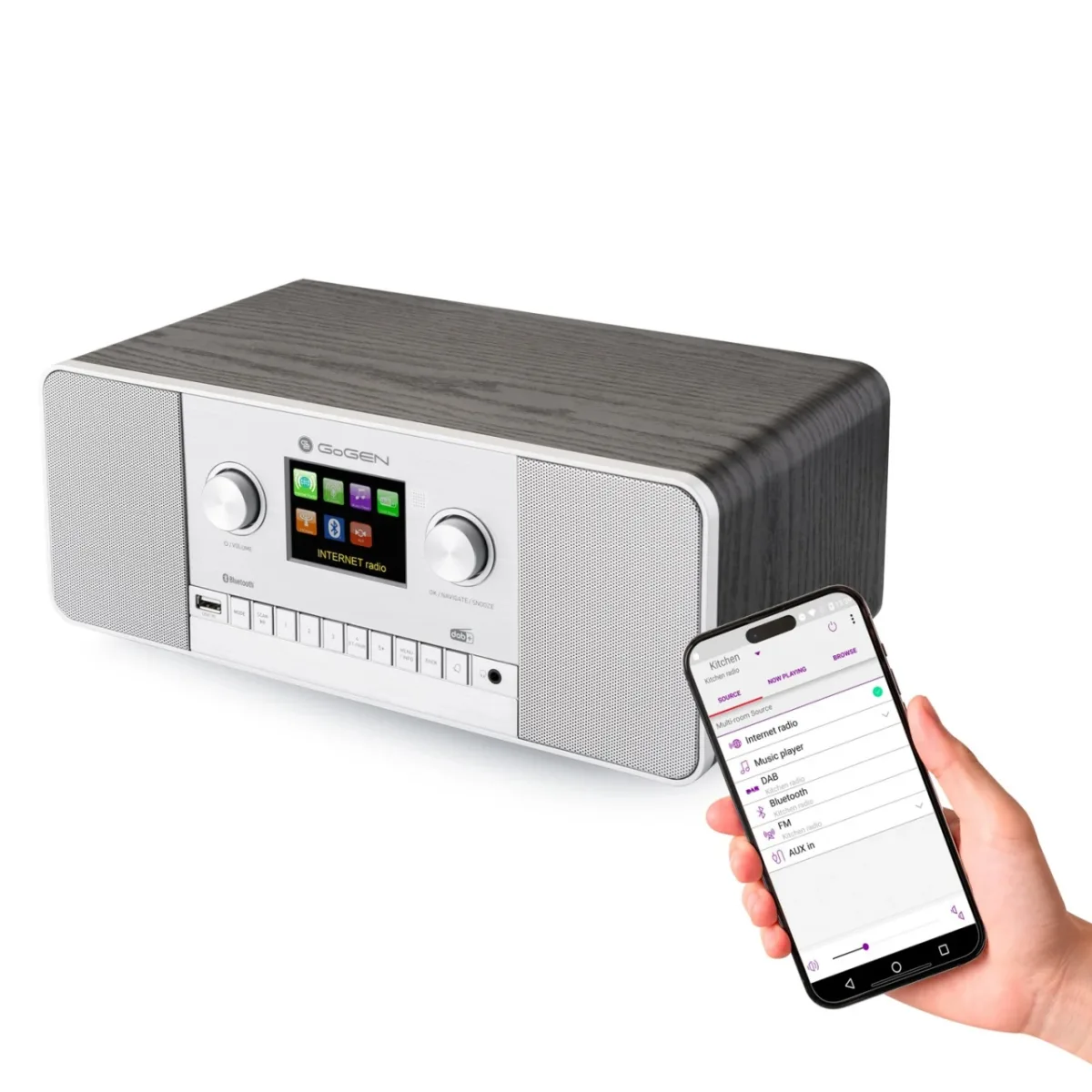 Internet radio GoGEN IR 257 BTDAB, 2x5W, DAB+/FM, LCD, Bluetooth, telecomanda, negru/argintiu - imagine 8