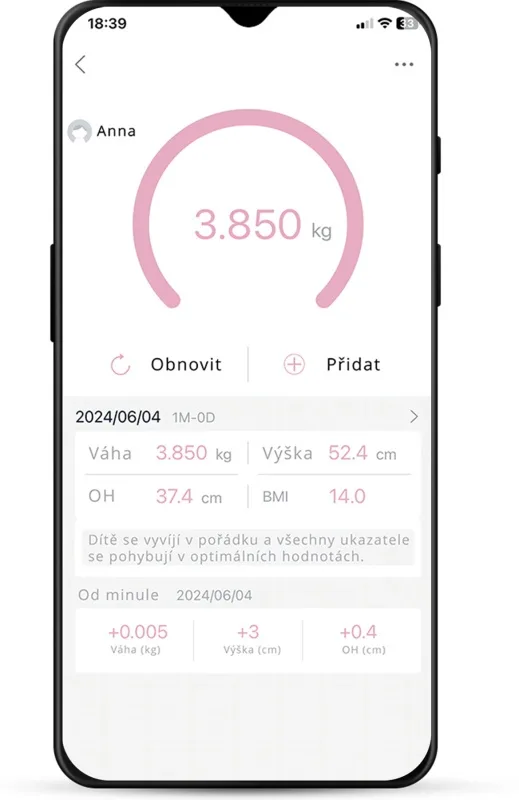 Cantar electronic pentru bebelusi ETA MIMI 7306 90000, 20 Kg, TARA, aplicatie mobila AiLink, alb - imagine 2