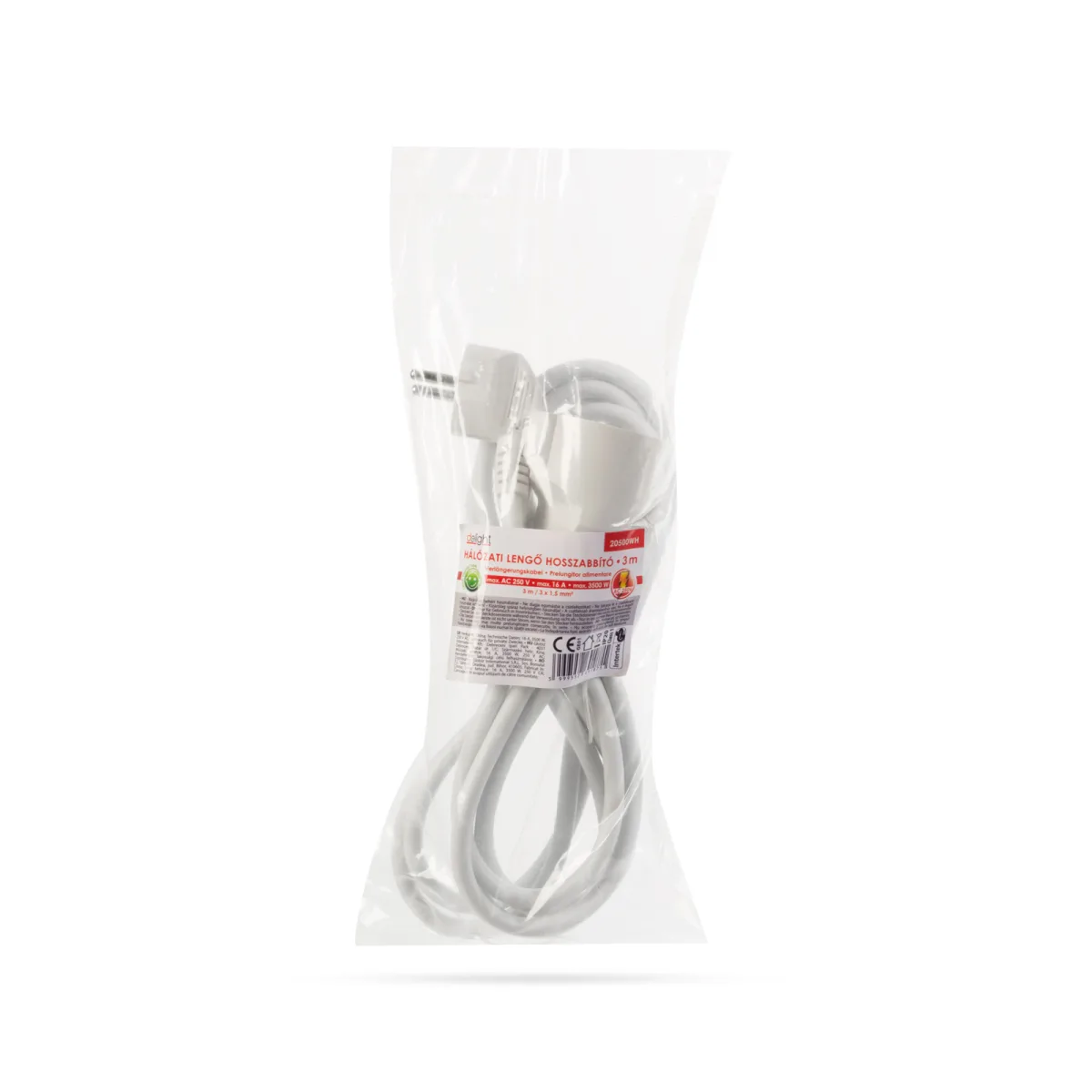 Prelungitor electric 3m alb, 16A 250V, cablu gros 3x1.5mm, stecher 90 grade, uz casnic - imagine 3