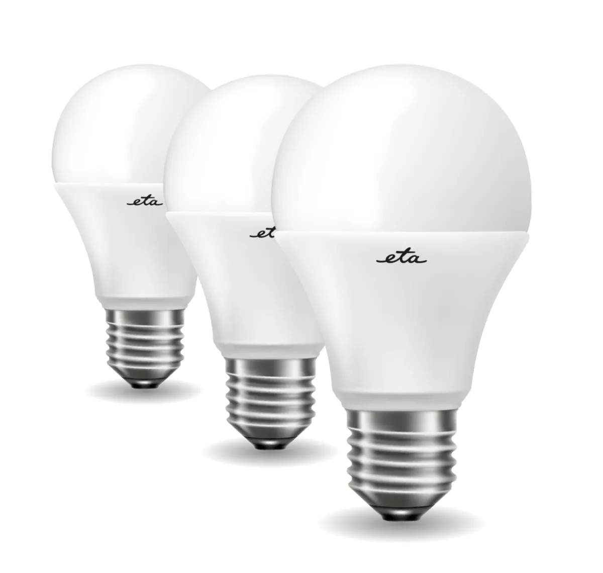 Set 3 becuri economice LED ETA EKO Classic, 15W (99W), E27, lumina neutra - imagine 2