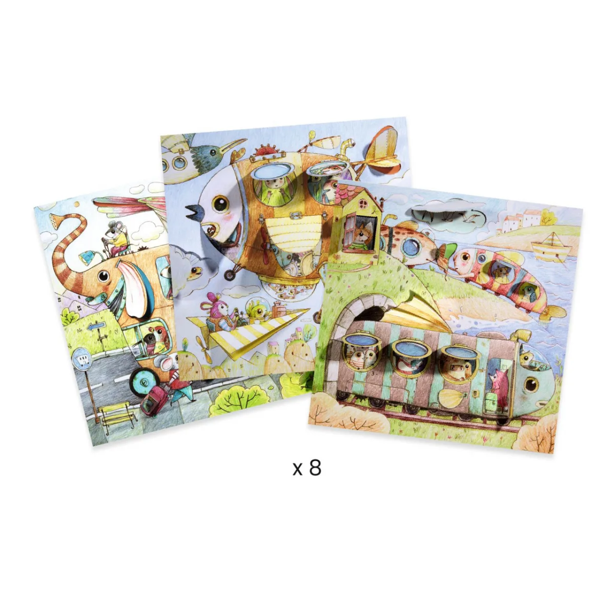 Planse de colorat cu surprize Calatoria lui Malo, Djeco - imagine 3