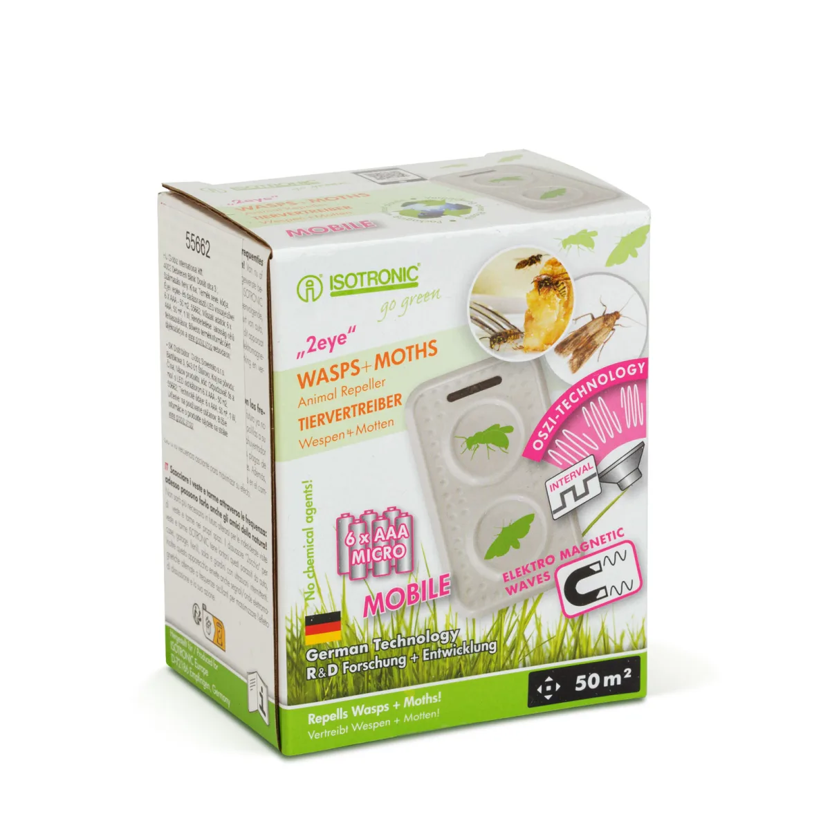 Repelent molii si viespi, electronic cu baterii AAA, LED, interior 50m2, alb - imagine 3