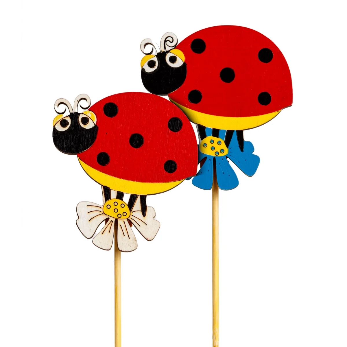 Decor gradina buburuza pe bat, figurina decorativa pentru ghiveci si gradina, ornament 30 cm - imagine 2