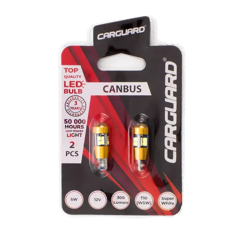 Set becuri LED SMD T10 W5W 12V 5W 300lm alb pentru interior portbagaj Canbus CARGUARD 2buc - imagine 3