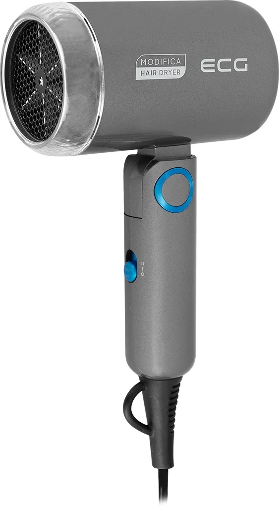 Uscator de par pentru voiaj ECG Grigio Piccolo, 1200 W, 2 viteze, 2 niveluri de temperatura, maner pliabil, gri - imagine 2