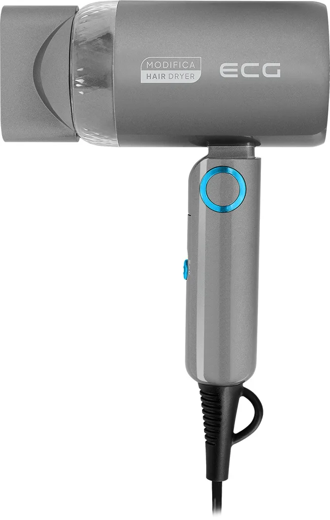 Uscator de par pentru voiaj ECG Grigio Piccolo, 1200 W, 2 viteze, 2 niveluri de temperatura, maner pliabil, gri - imagine 3
