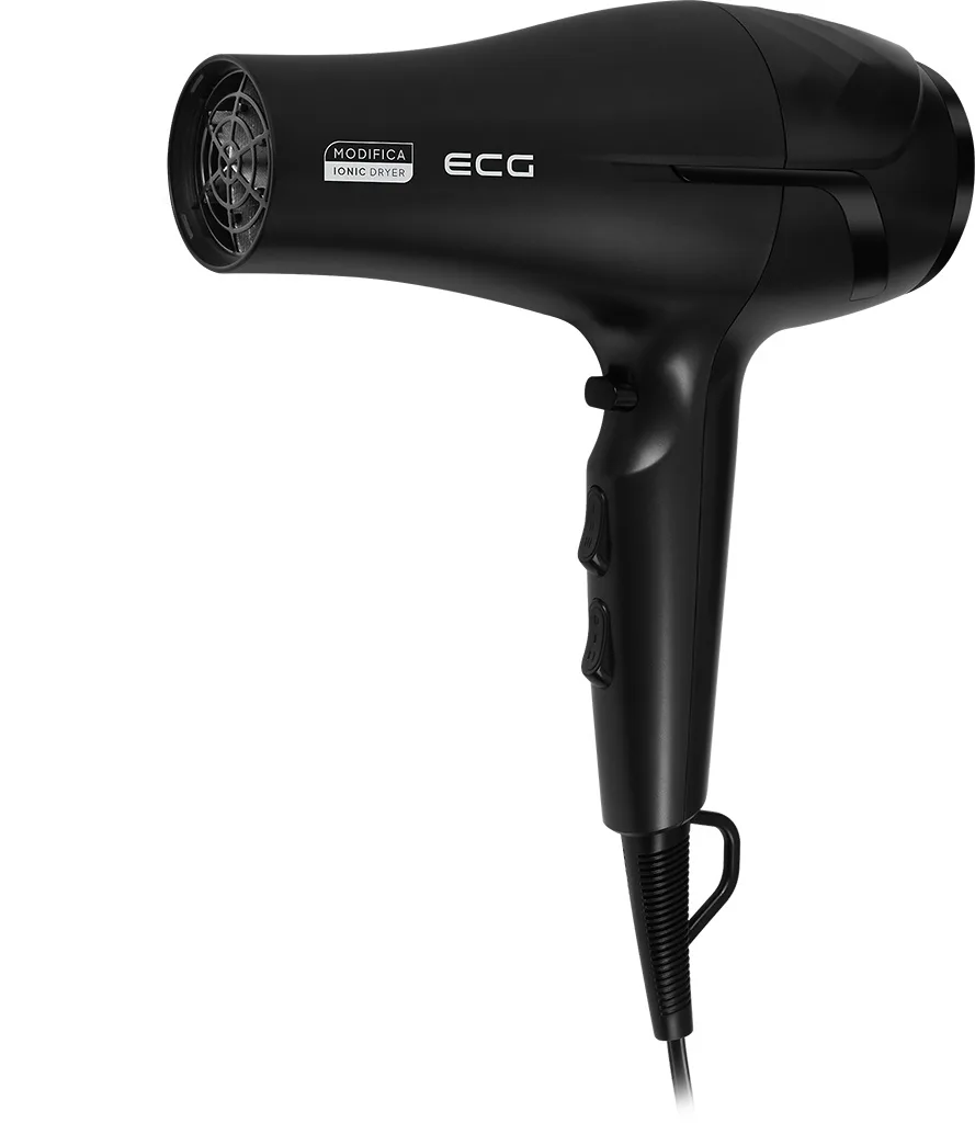 Uscator de par cu ionizare ECG Modifica Nera Grande+, 2200 W, 2 viteze, 3 niveluri de temperatura, difuzor, negru