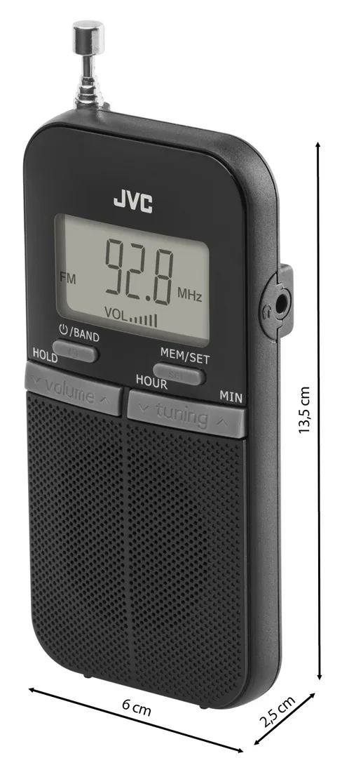 Radio de buzunar portabil JVC RA-E411B, Afisaj LCD, Tuner digital FM/AM, Negru - imagine 8