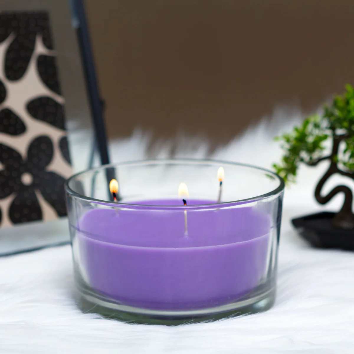 Lumanare parfumata, aroma liliac,  350 g, 3 fitiluri