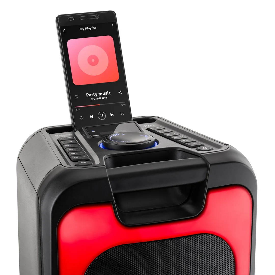 Boxa portabila JVC XS-EP424B, 140W, Bluetooth, USB, Radio FM, Microfon, AUX IN, Negru - imagine 5