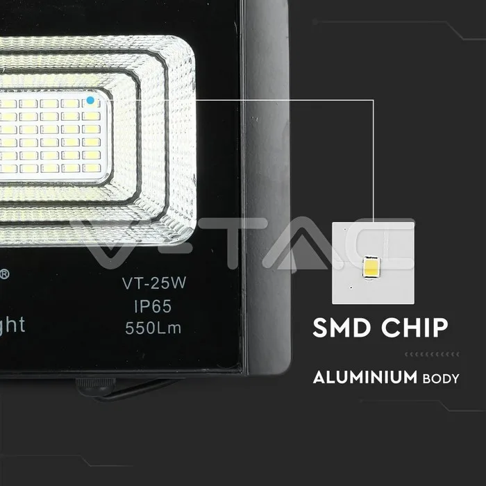 Reflector LED 12W 6000K 550lm cu incarcare solara V-TAC - imagine 3