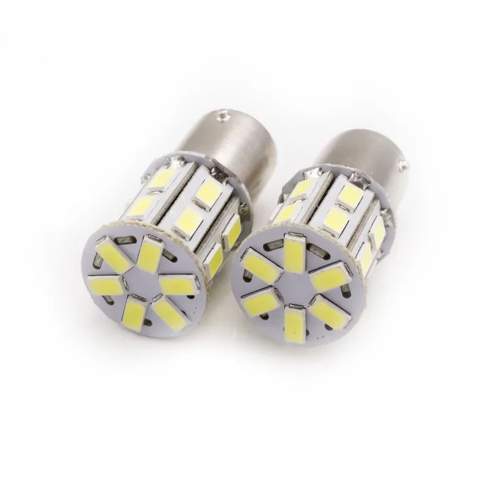 Set becuri LED auto de frana 12V P21/5W BA15D dublu filament 20x5730SMD alb 500lm CARGUARD 2buc - imagine 2