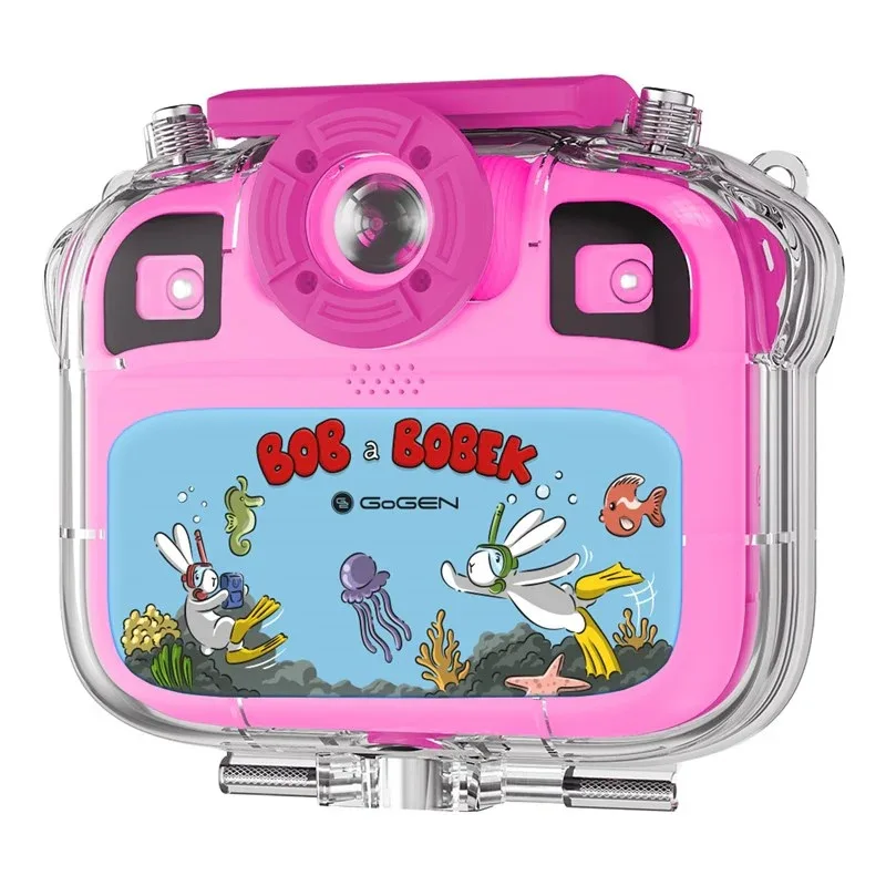Aparat foto-video pentru copii GoGEN BOB si BOBEK AQUA FOTO, 12 Mpx , camera selfie, carcasa impermeabila, IP68, roz - imagine 3
