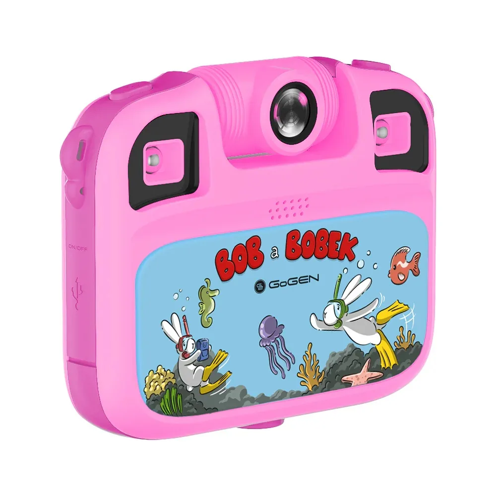 Aparat foto-video pentru copii GoGEN BOB si BOBEK AQUA FOTO, 12 Mpx , camera selfie, carcasa impermeabila, IP68, roz - imagine 4