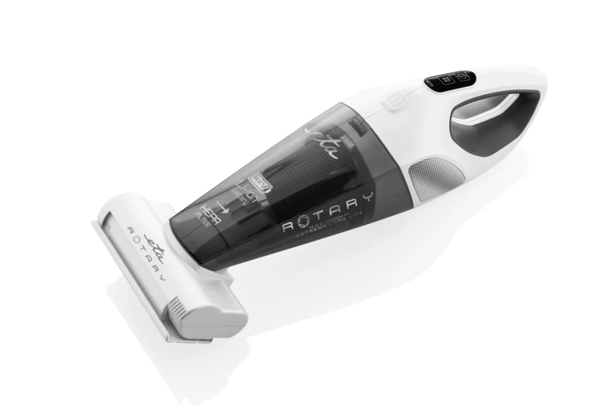 Aspirator de mana ETA Rotary 1425 90000, baterie Li-ion 14,4 V, perie turbo, gri-alb - imagine 4