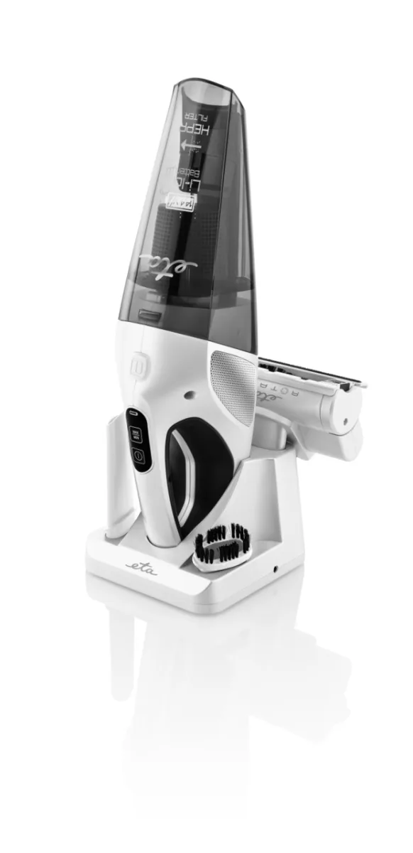 Aspirator de mana ETA Rotary 1425 90000, baterie Li-ion 14,4 V, perie turbo, gri-alb - imagine 6
