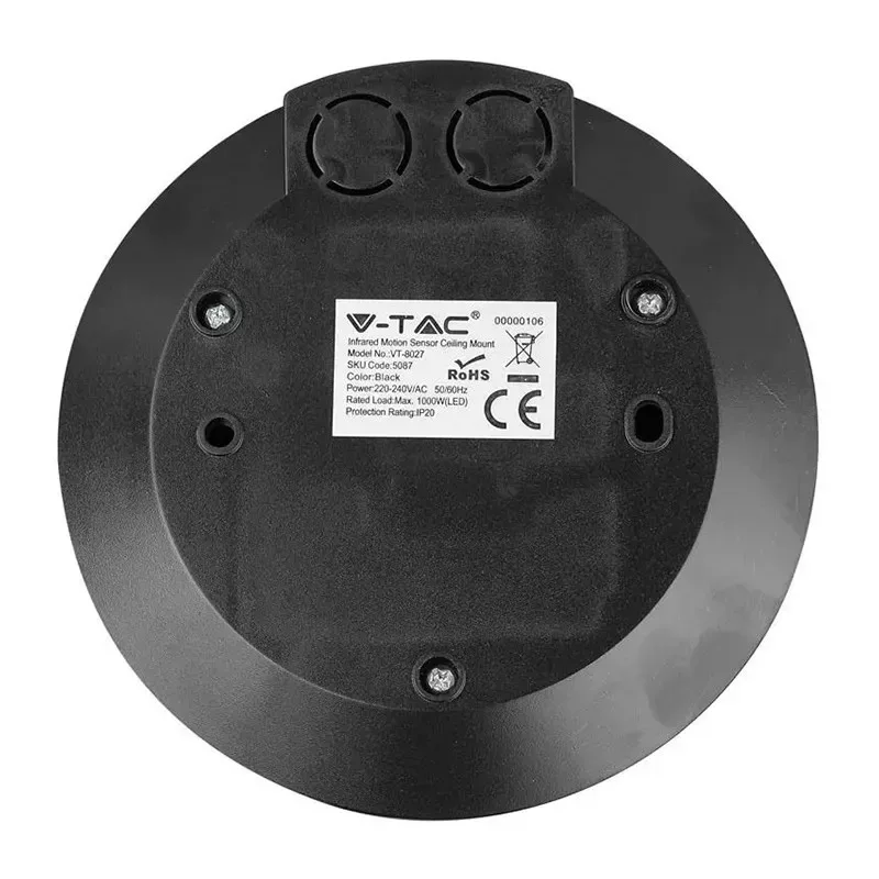 Senzor miscare cu montaj pe tavan 360 grade negru max 2000W V-TAC - imagine 2