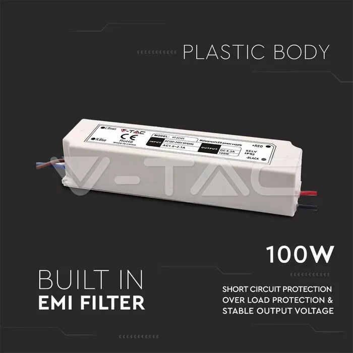 Sursa alimentare banda LED 12V 8A 100W IP67 V-TAC - imagine 4