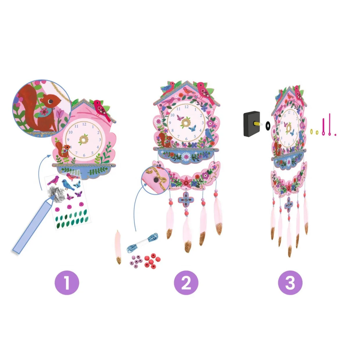 Joc creativ DIY Ceas de perete, Djeco - imagine 5