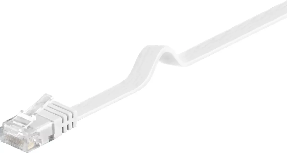 Cablu plat Cat6 UTP 2m 250MHz RJ45 cupru alb Goobay