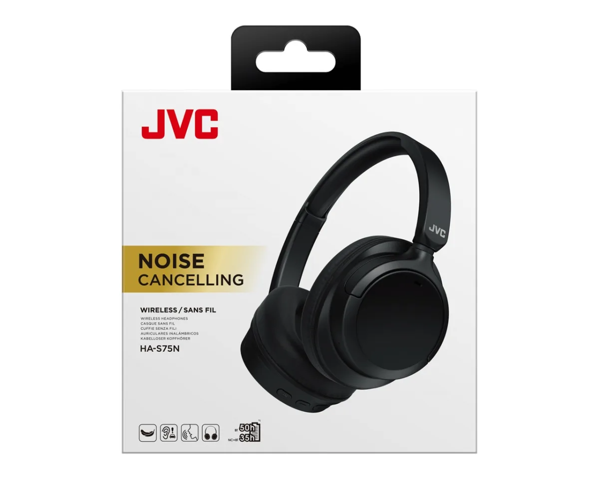 Casti premium Over the Ear JVC HA-S75N-B-U, Wireless, Bluetooth, Noise cancelling, Autonomie pana la 35 ore, Microfon, Negru - imagine 5
