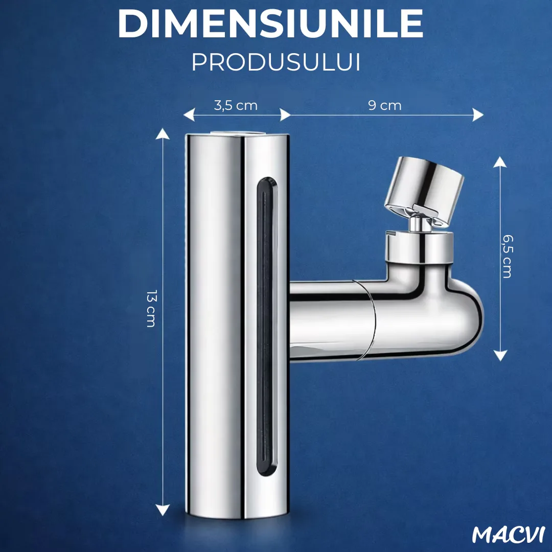 Baterie de bucatarie Macvi® 4 in 1 cu cascada, pivotanta 360°, robinet extensibil multifunctional din otel inoxidabil 304, rezistent la coroziune si uzura - imagine 2