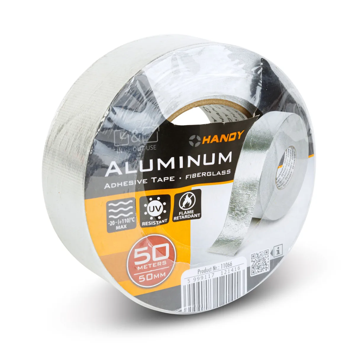 Banda adeziva aluminiu armata fibra sticla 50 m x 50 mm, banda HVAC izolatie conducte, rezistenta foc si caldura - imagine 3