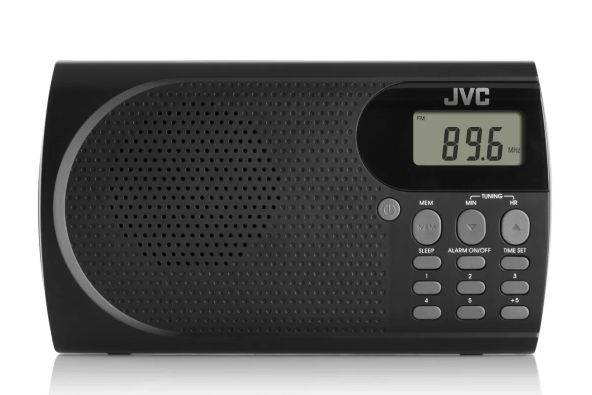 Radio portabil JVC RA-E431B, tuner digital FM, afisaj LCD, mufa jack pentru casti, ceas desteptator, antena, negru - imagine 2