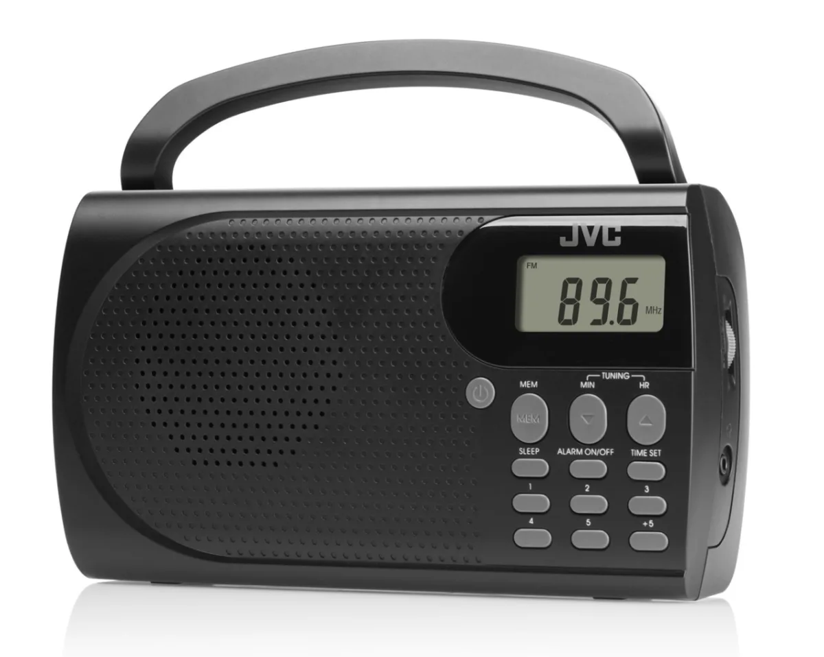 Radio portabil JVC RA-E431B, tuner digital FM, afisaj LCD, mufa jack pentru casti, ceas desteptator, antena, negru - imagine 4