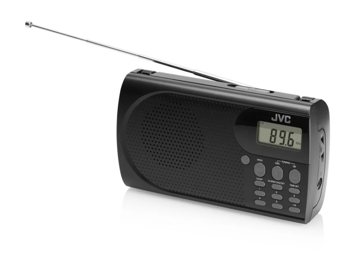 Radio portabil JVC RA-E431B, tuner digital FM, afisaj LCD, mufa jack pentru casti, ceas desteptator, antena, negru - imagine 5