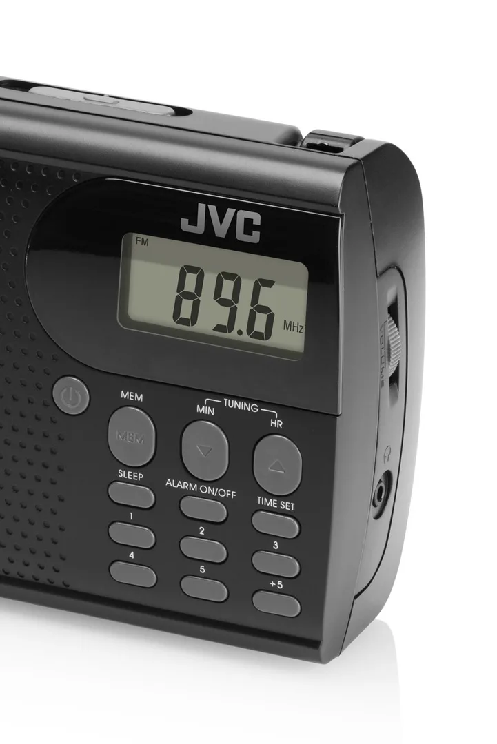 Radio portabil JVC RA-E431B, tuner digital FM, afisaj LCD, mufa jack pentru casti, ceas desteptator, antena, negru - imagine 6