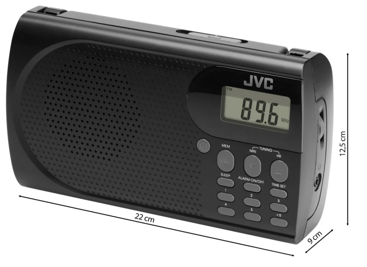 Radio portabil JVC RA-E431B, tuner digital FM, afisaj LCD, mufa jack pentru casti, ceas desteptator, antena, negru - imagine 7