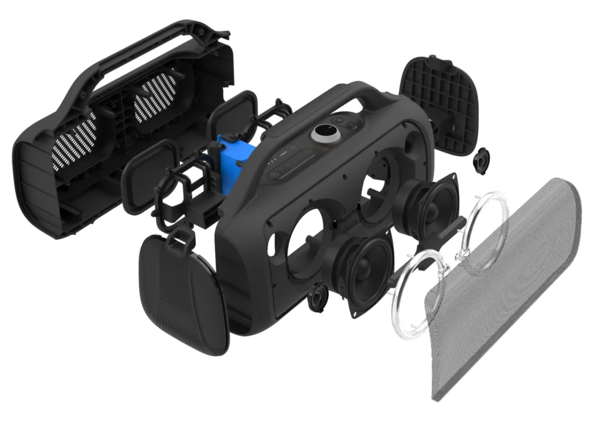 Boxa portabila JVC XS-E843B, 80W, Bluetooth 5.3, baterie Litiu-ion 3,7V/7200mAh, TWS, IPX5, efecte luminoase, negru - imagine 8