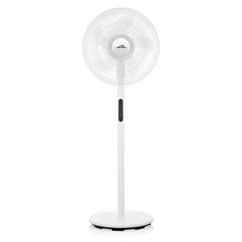 Ventilator cu picior ETA Breezo 460790000, design de lux, 60 W, 45 cm, 4 viteze, 5 palete, oscilatie, temporizator, LED, telecomanda, alb - imagine 2