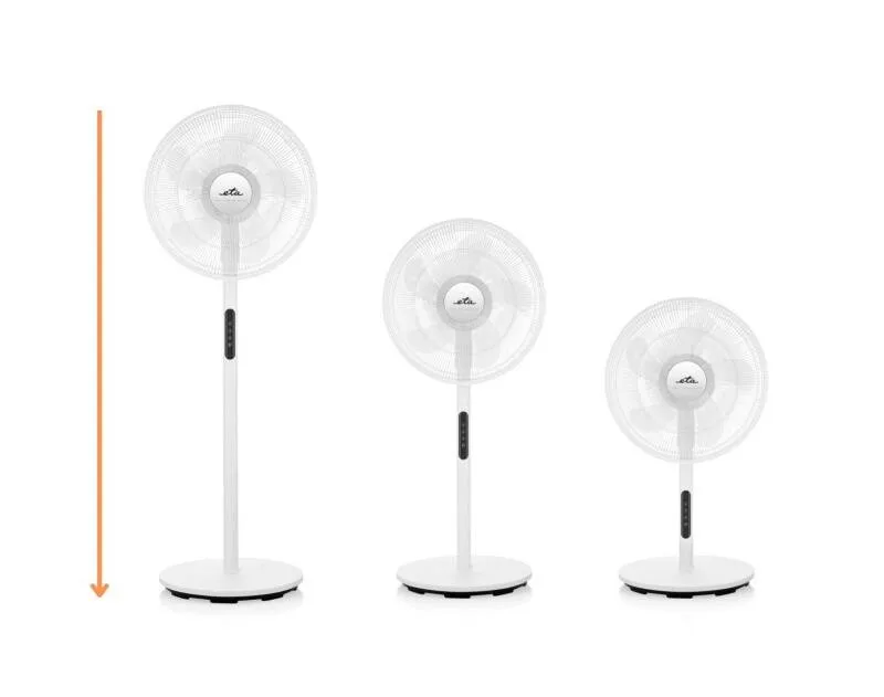 Ventilator cu picior ETA Breezo 460790000, design de lux, 60 W, 45 cm, 4 viteze, 5 palete, oscilatie, temporizator, LED, telecomanda, alb - imagine 3