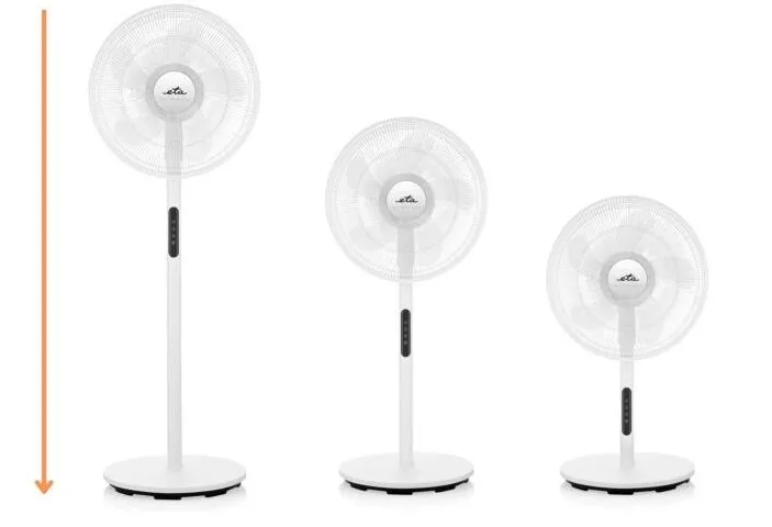 Ventilator cu picior ETA Breezo 460790000, design de lux, 60 W, 45 cm, 4 viteze, 5 palete, oscilatie, temporizator, LED, telecomanda, alb - imagine 11