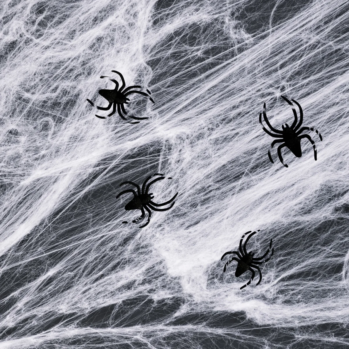 Panza paianjen cu paianjen, alb, 4-5 m², material vata sintetica, 4 paianjeni, Halloween