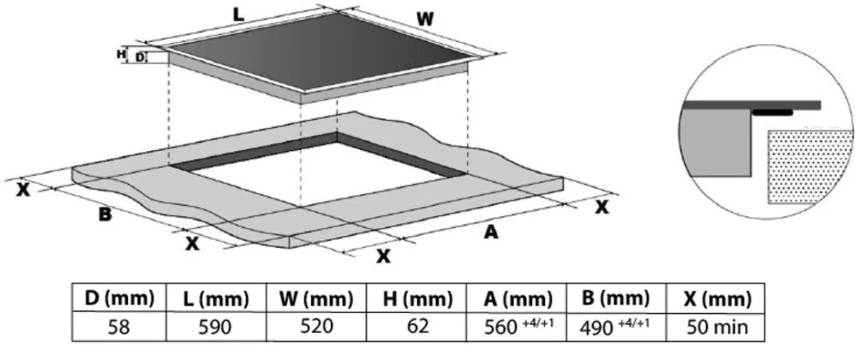 Plita cu inductie ETA 579090000, 4 zone de gatit, Booster, 7.2 kW, 59 x 52 cm, negru - imagine 3
