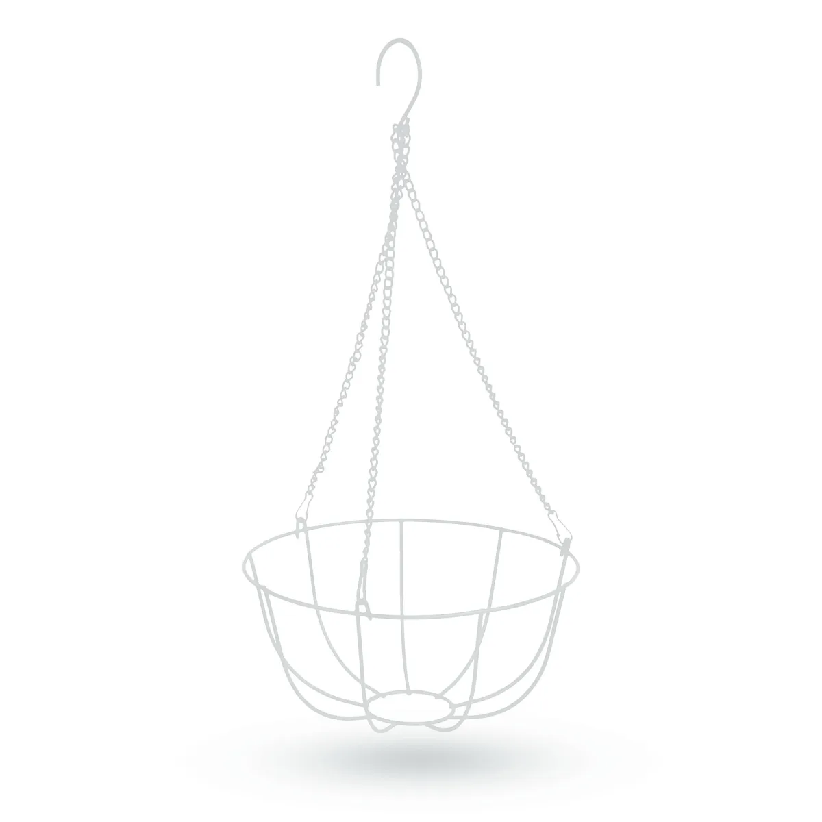 Cos metalic agatat ghiveci flori, 25 cm, suport perete balcon, alb, rezistent 5 kg, montaj usor