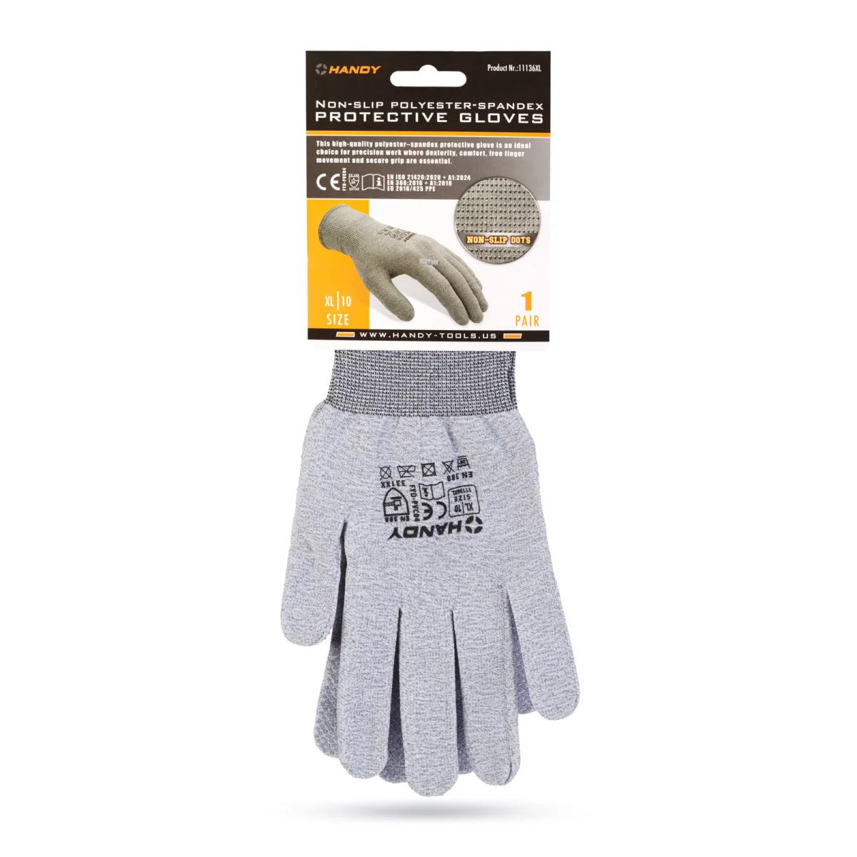 Manusi de protectie antiderapante din poliester si spandex, marimea XL, respirabile - imagine 4