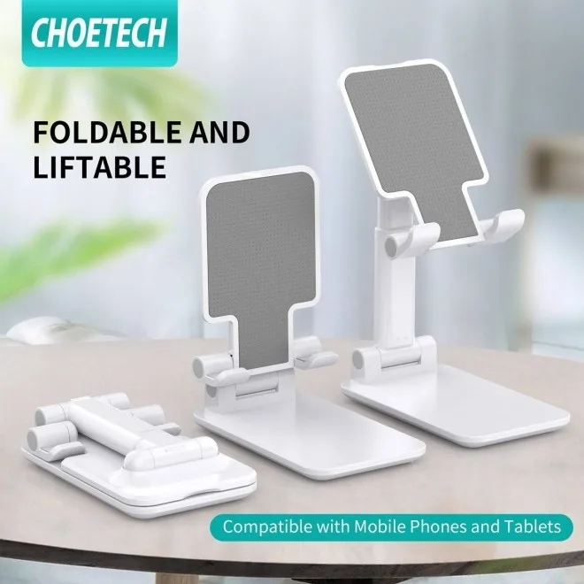 Suport reglabil de birou pentru telefon si tableta alb Choetech H88-WH-HW - imagine 2