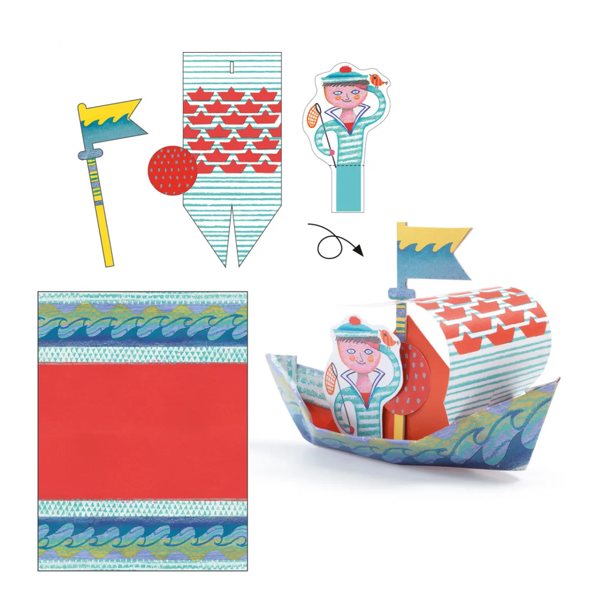 Joc creativ origami Construim barcute, Djeco - imagine 2
