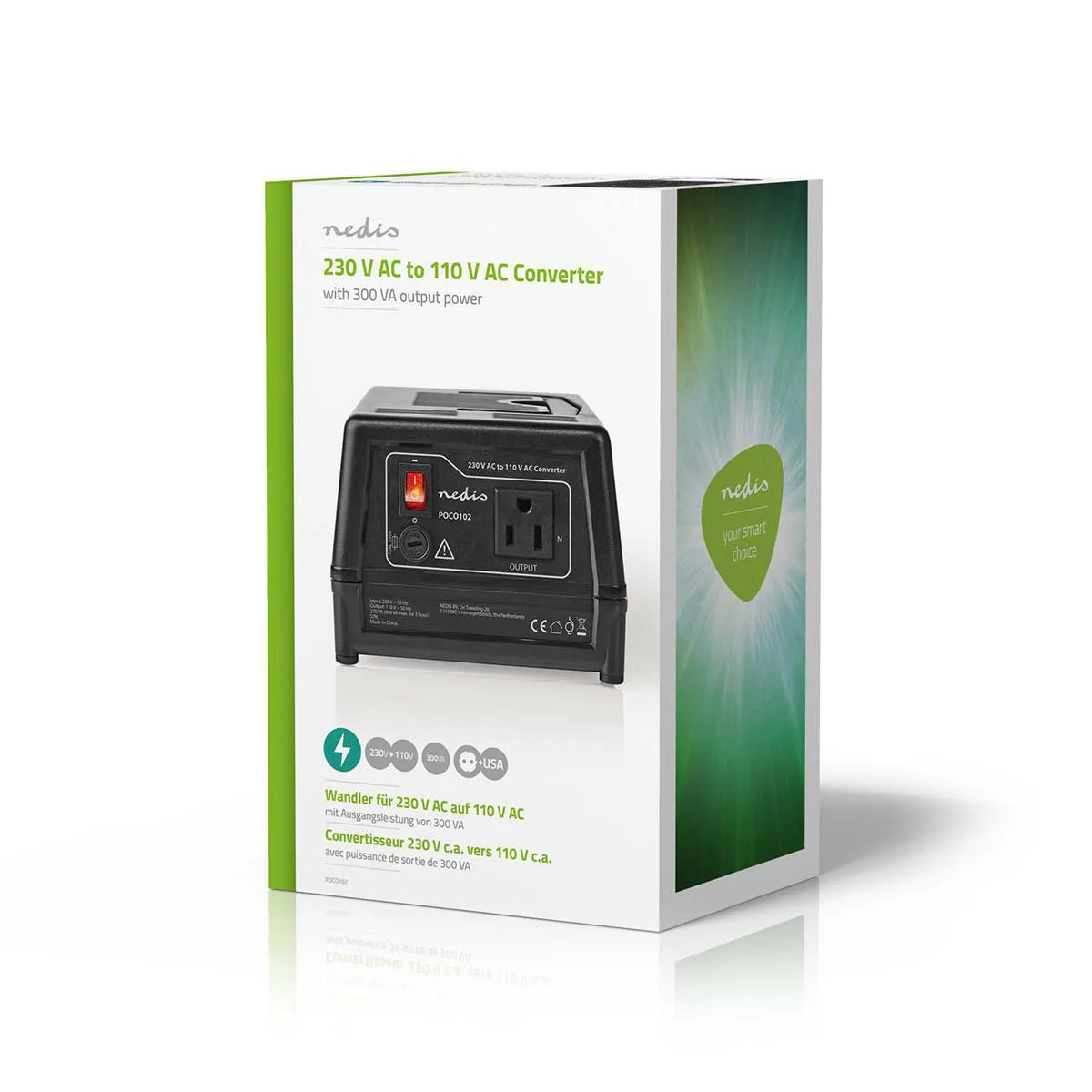 Convertor de tensiune 230V-110V 300W cu iesire USA Nedis - imagine 4