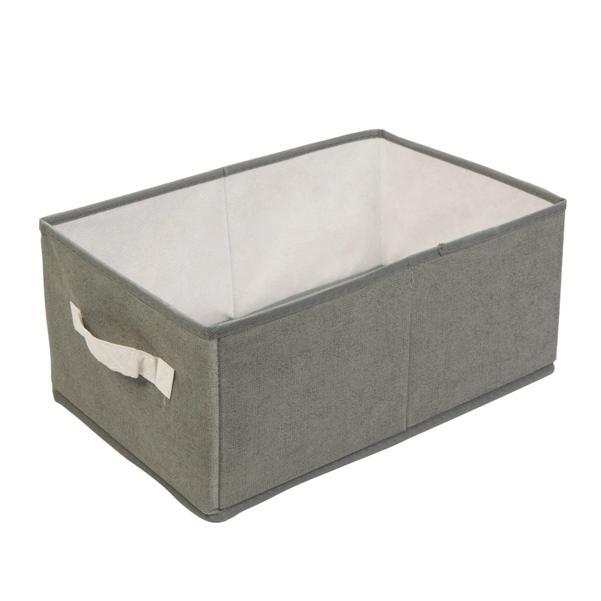 Cutie pentru depozitare textila 38.5x24x16.5 cm, gri, organizator pliabil cu maner pentru dulap sau raft - imagine 2