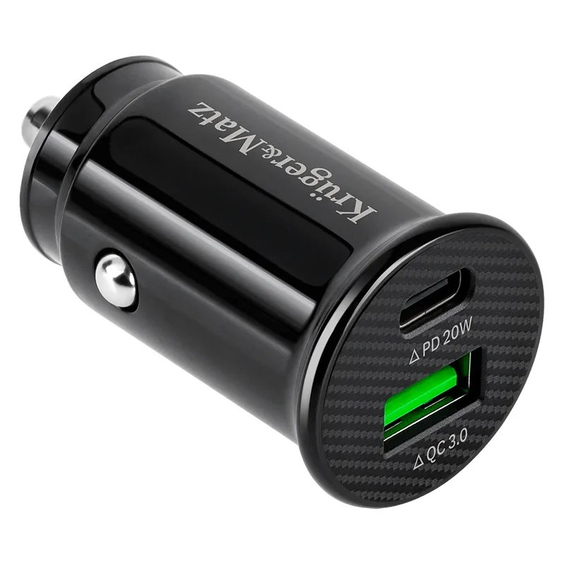 Incarcator auto 12-24VDC bricheta - USB TYPE C + USB 3.1A QC 3.0 PD 20W Kruger&Matz