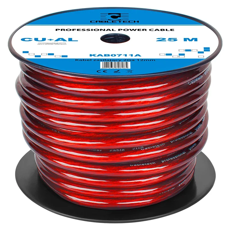 Cablu putere Profesional 2GA 12mm/33.62mm2 Cupru+Aluminiu rosu 1m Cabletech - imagine 2